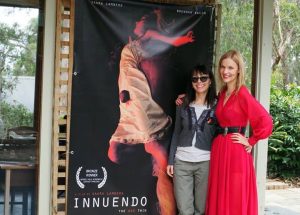 At the wrap Party for the feature film Innuendo. I am with the writer/director and star of the film Saara Lamberg. My role was Sally (Art teacher)